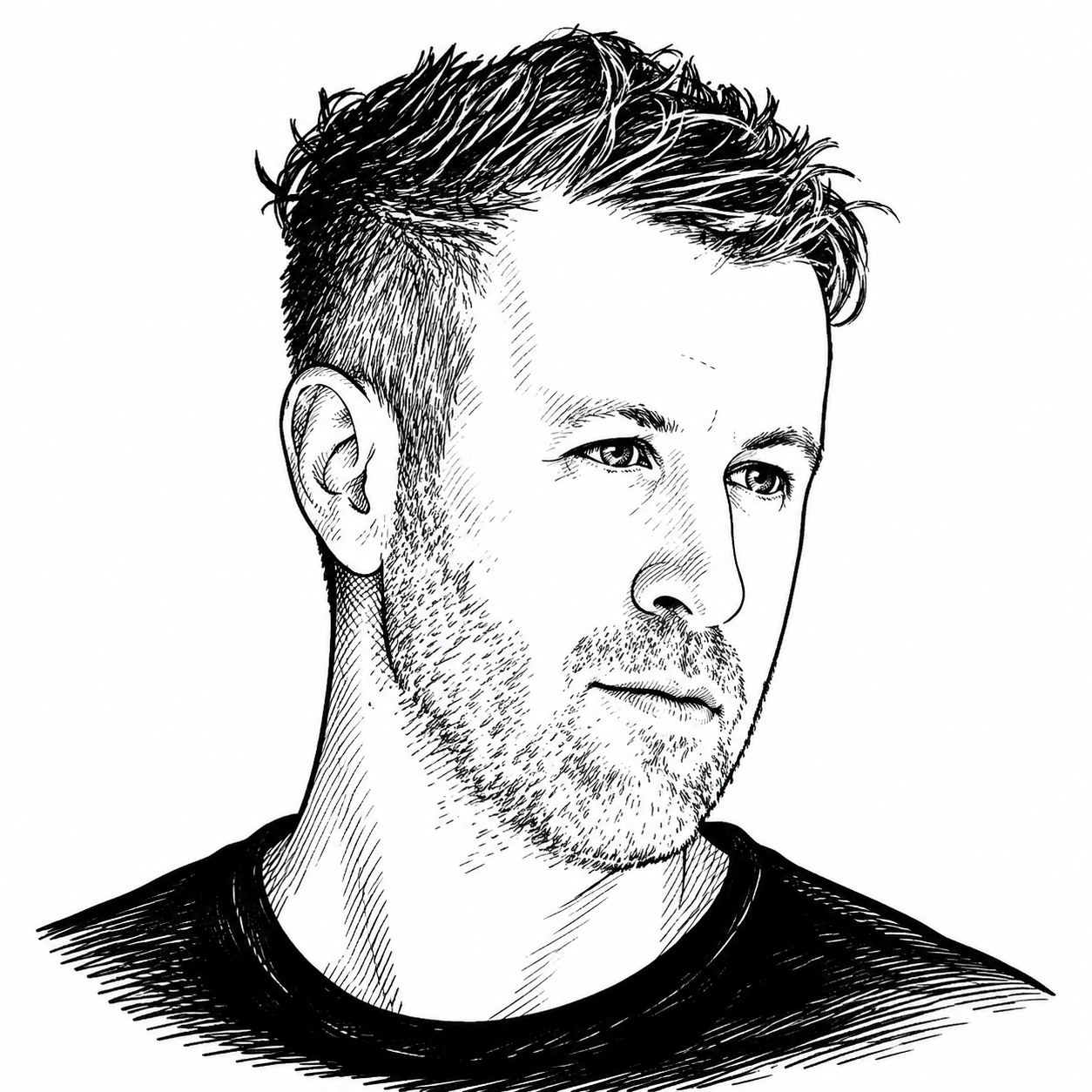 Illustrated portrait of Kyle Trattner